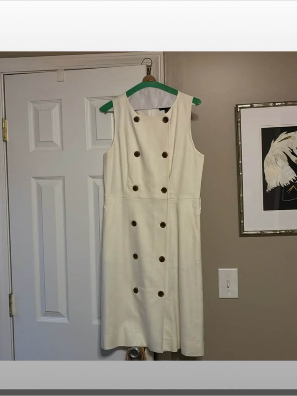 J Crew ivory trench style dress linen and poly blend size 8
